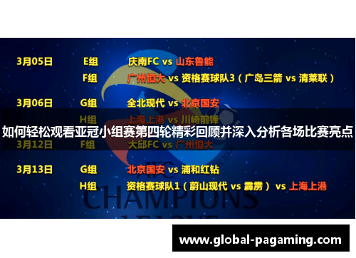 如何轻松观看亚冠小组赛第四轮精彩回顾并深入分析各场比赛亮点